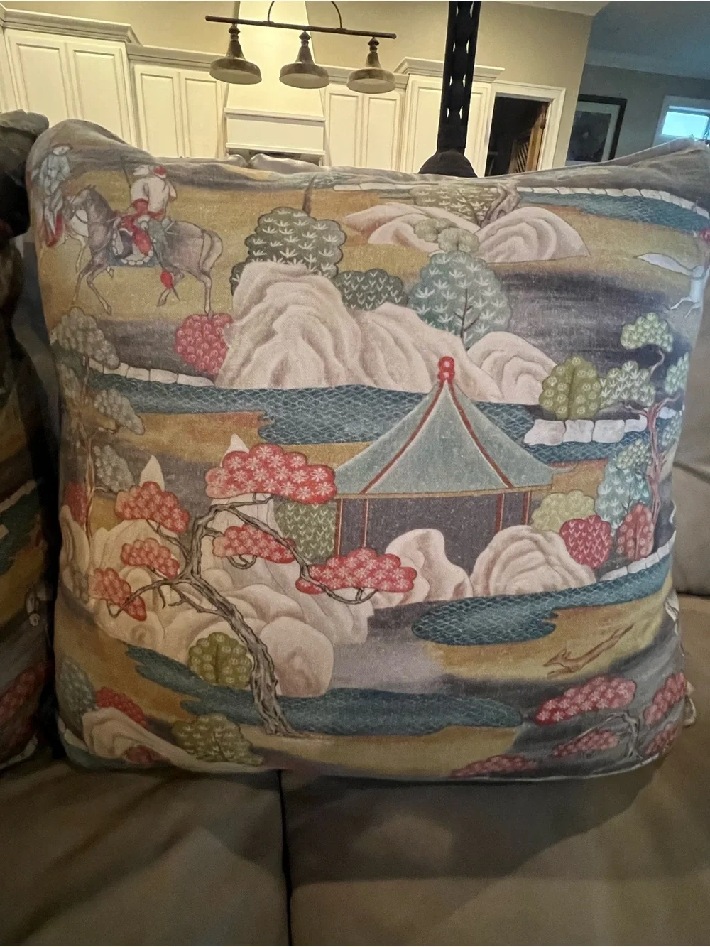Decorative Custom Made Multicolor Scenic Pillow Pair